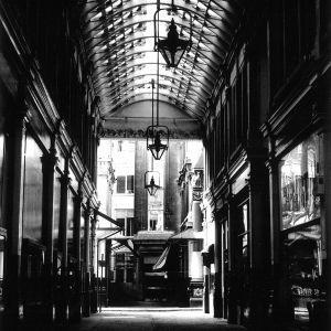 View through Leadenhall Market. 1987